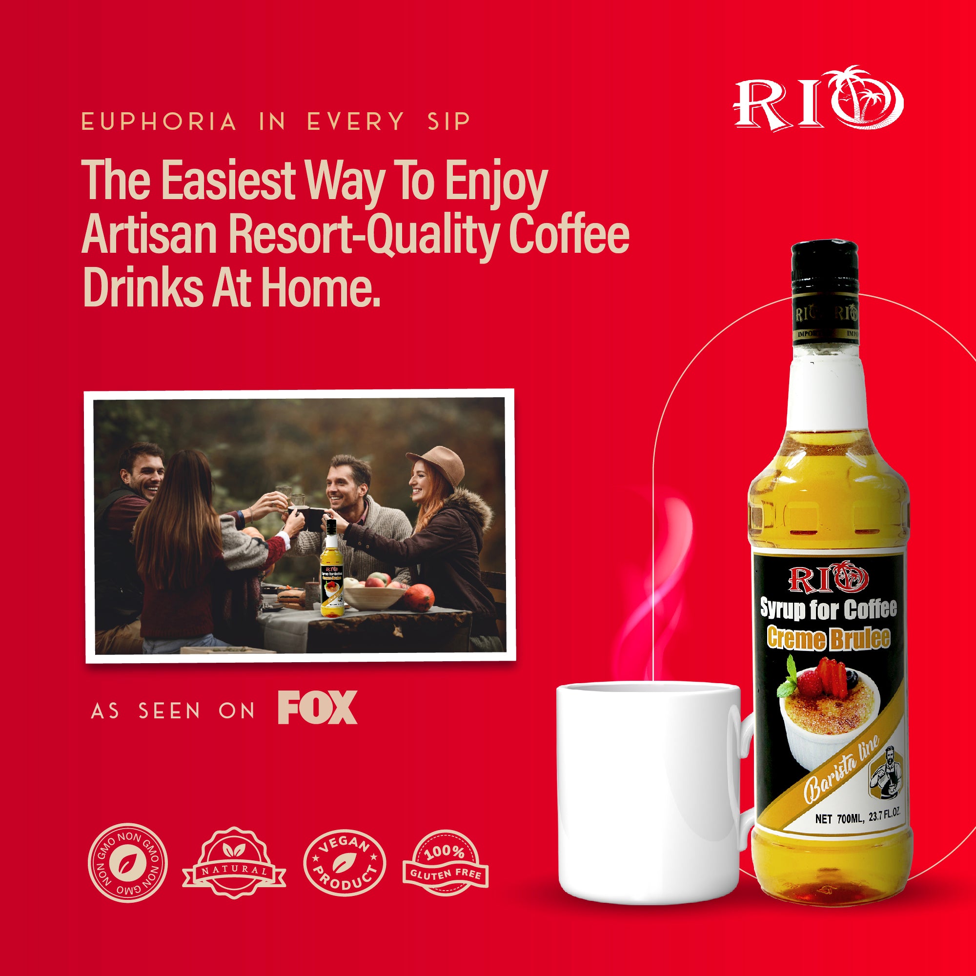 RIO Creme Brulee Syrup, Barista-Grade Creme Brulee Coffee Syrup for Lattes & Macchiatos, Flavoring for Hot & Iced Drinks, Non-GMO, 700ml RIO Creme Brulee Syrup, Barista-Grade Creme Brulee Coffee Syrup for Lattes & Macchiatos, Flavoring for Hot & Iced Drinks, Non-GMO, 700ml