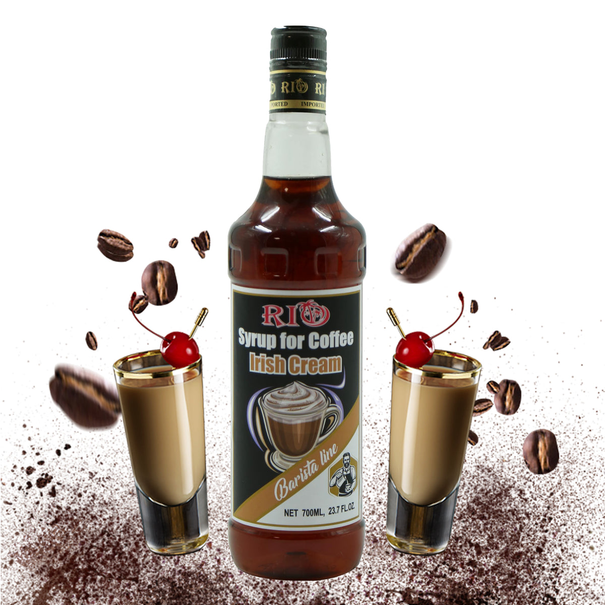 RIO Irish Cream Syrup for Coffee, Barista-Grade Irish Cream Coffee Syrup for Lattes & Macchiatos, Flavoring for Hot & Iced Drinks, Non-GMO, 700ml