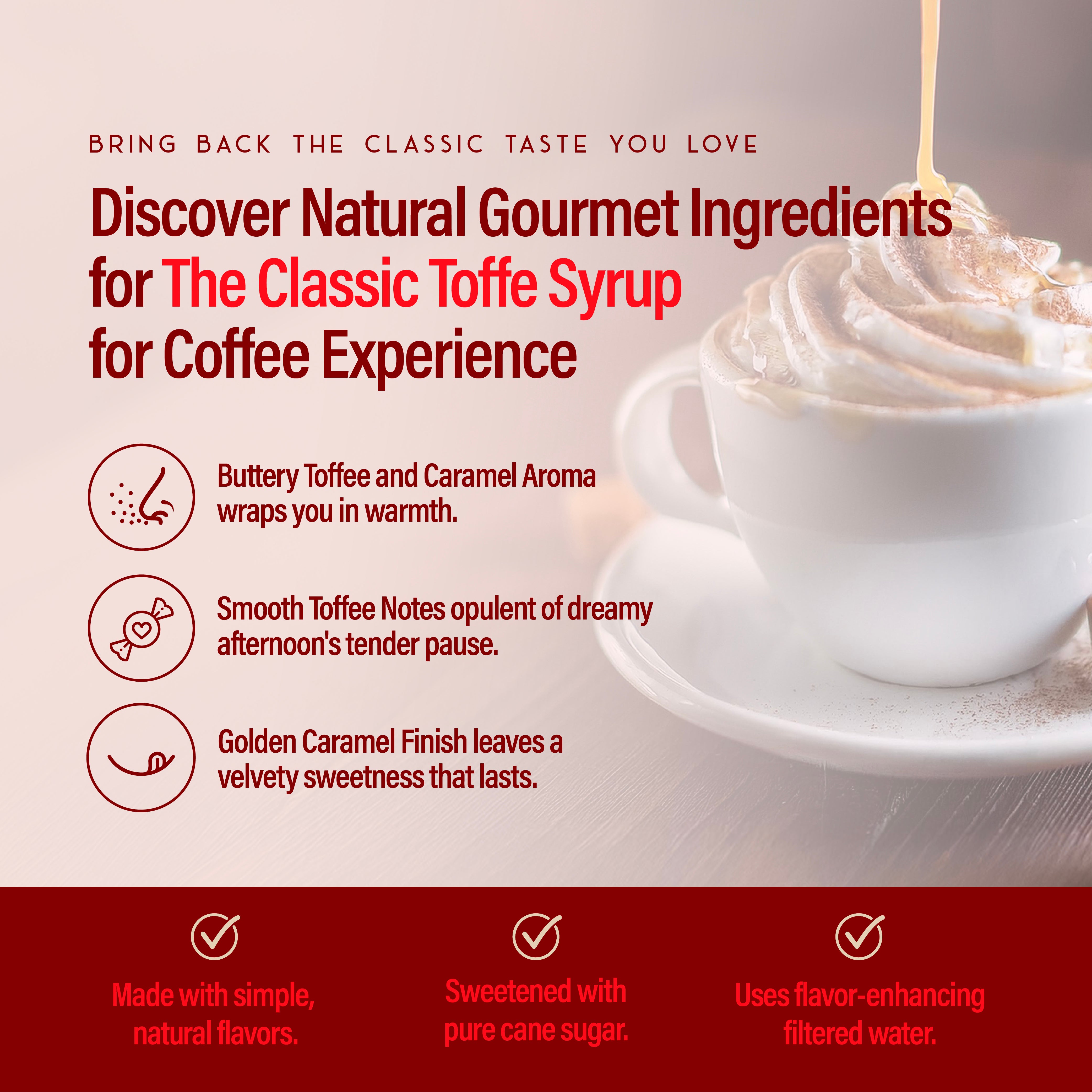 RIO Toffee Syrup, Barista-Grade Toffee Coffee Syrup for Lattes & Macchiatos, Flavoring for Hot & Iced Drinks, Non-GMO, 700ml RIO Toffee Syrup, Barista-Grade Toffee Coffee Syrup for Lattes & Macchiatos, Flavoring for Hot & Iced Drinks, Non-GMO, 700ml