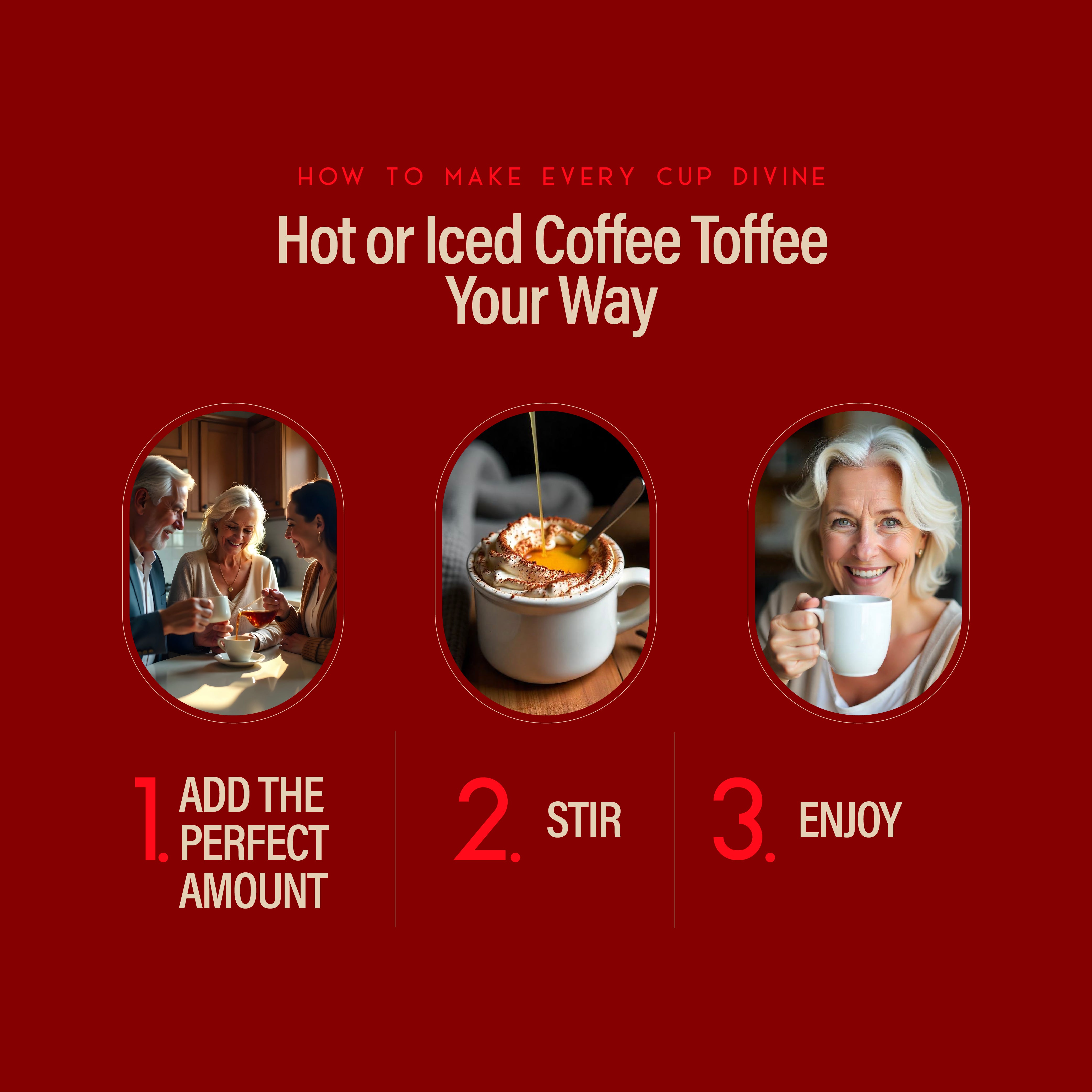 RIO Toffee Syrup, Barista-Grade Toffee Coffee Syrup for Lattes & Macchiatos, Flavoring for Hot & Iced Drinks, Non-GMO, 700ml RIO Toffee Syrup, Barista-Grade Toffee Coffee Syrup for Lattes & Macchiatos, Flavoring for Hot & Iced Drinks, Non-GMO, 700ml